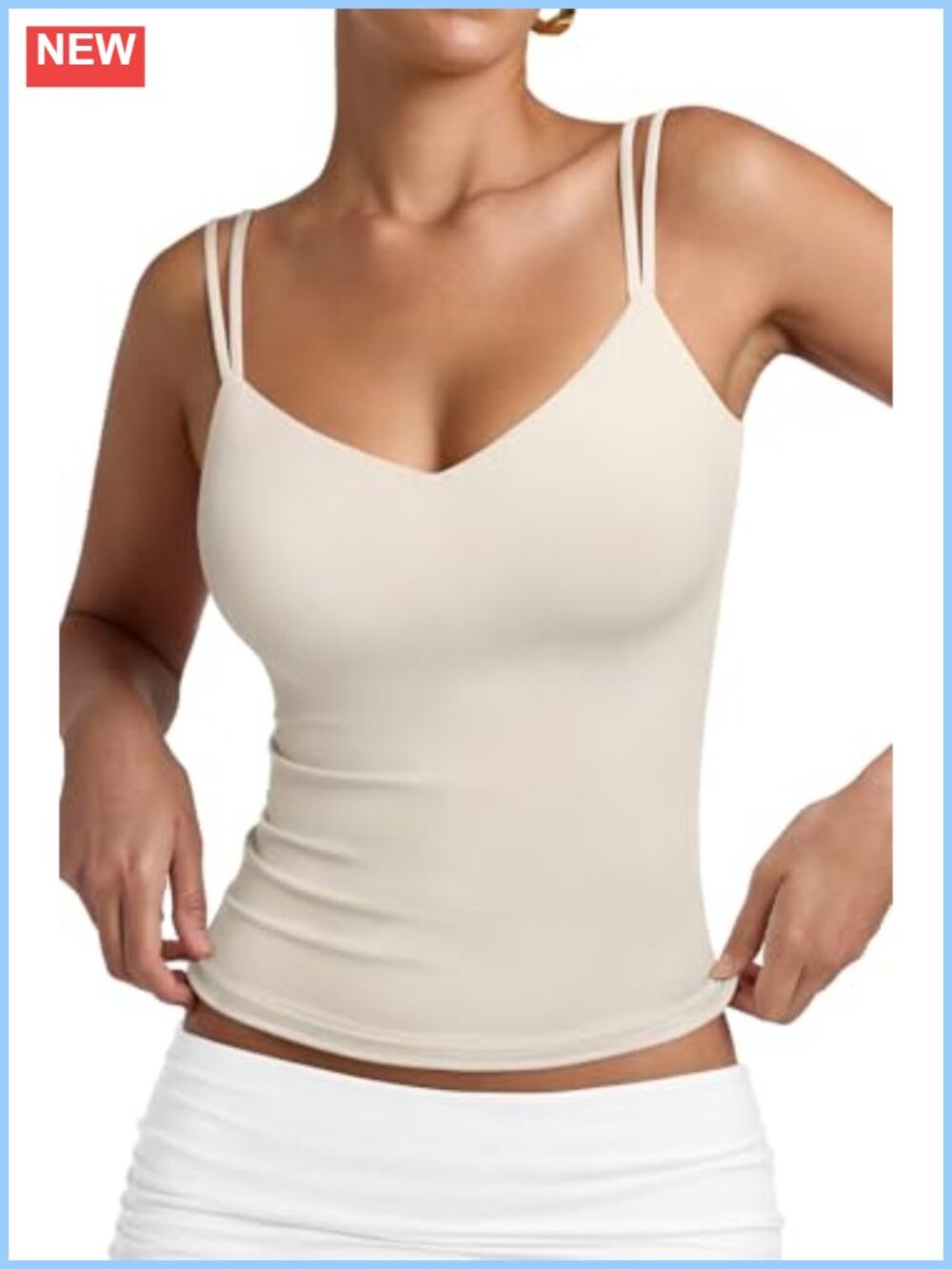 Women's Sleeveless Double Lined V Neck Slim Fit Going Out Tank
